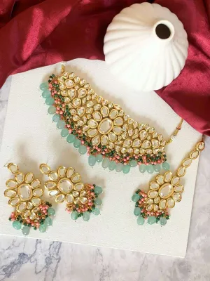 Big Kundan Choker Necklace Set