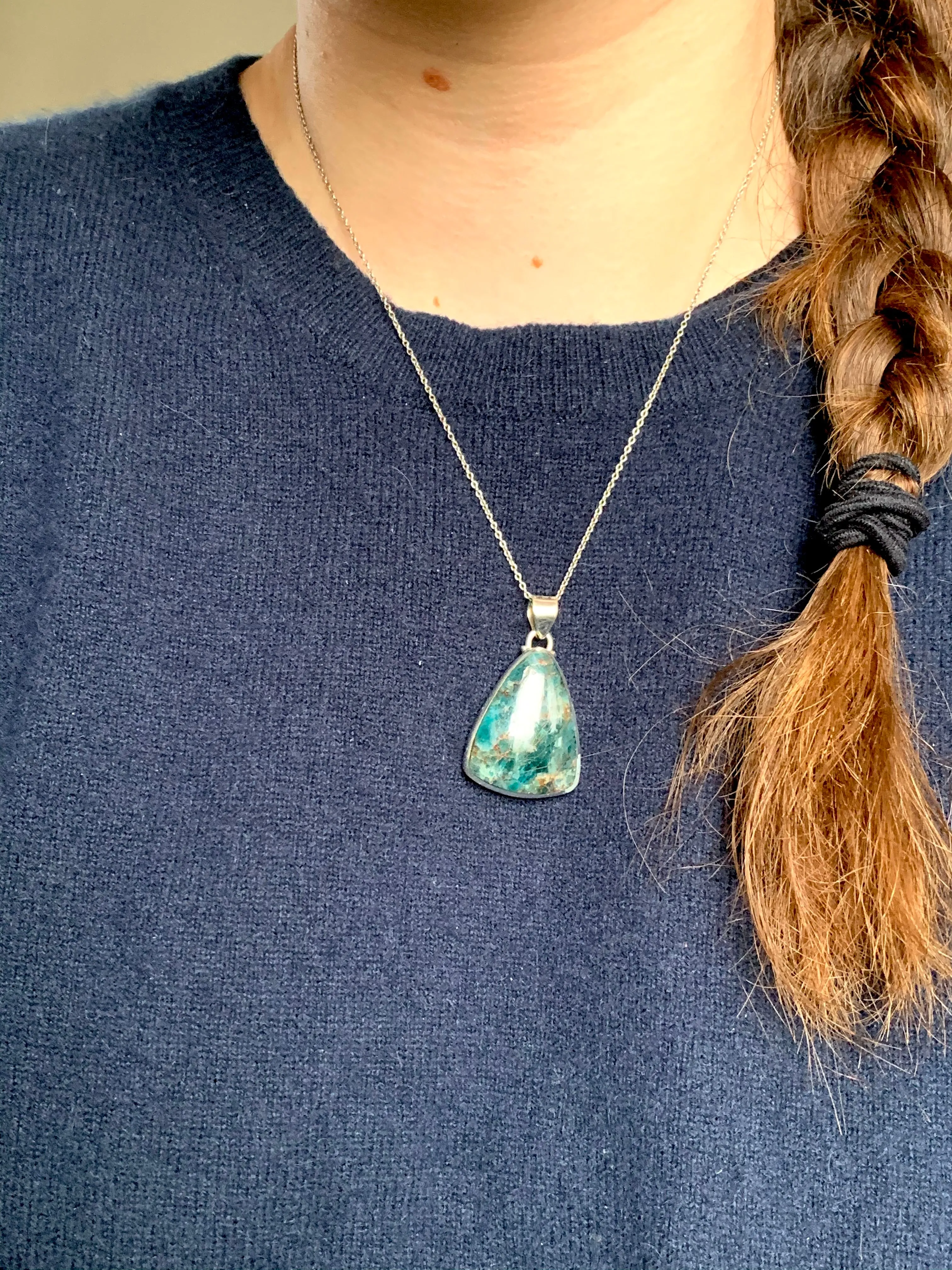 Blue Apatite Naevia Pendant - Triangle