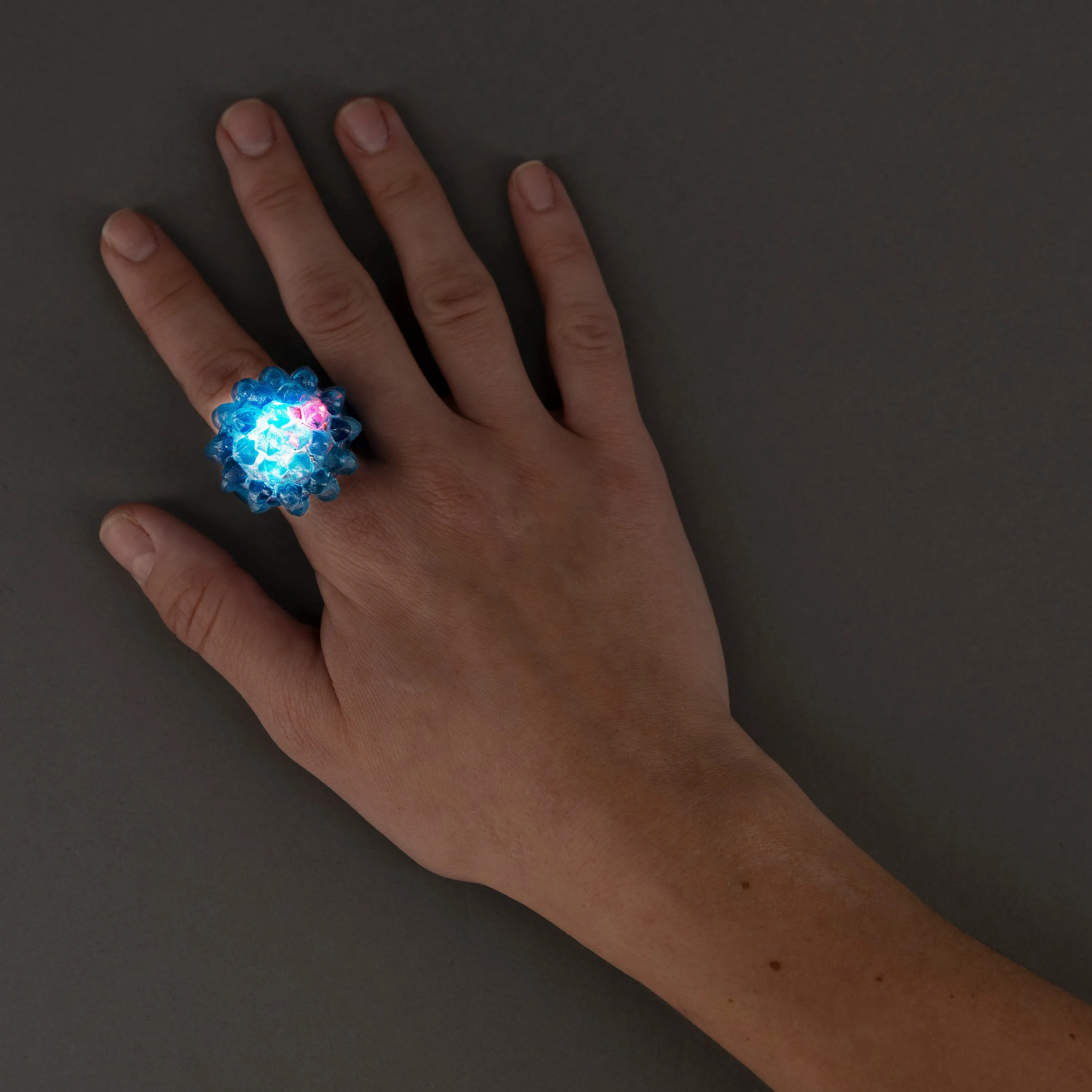 Blue LED Light Up Flashing Jelly Bumpy Rings - Pack of 96