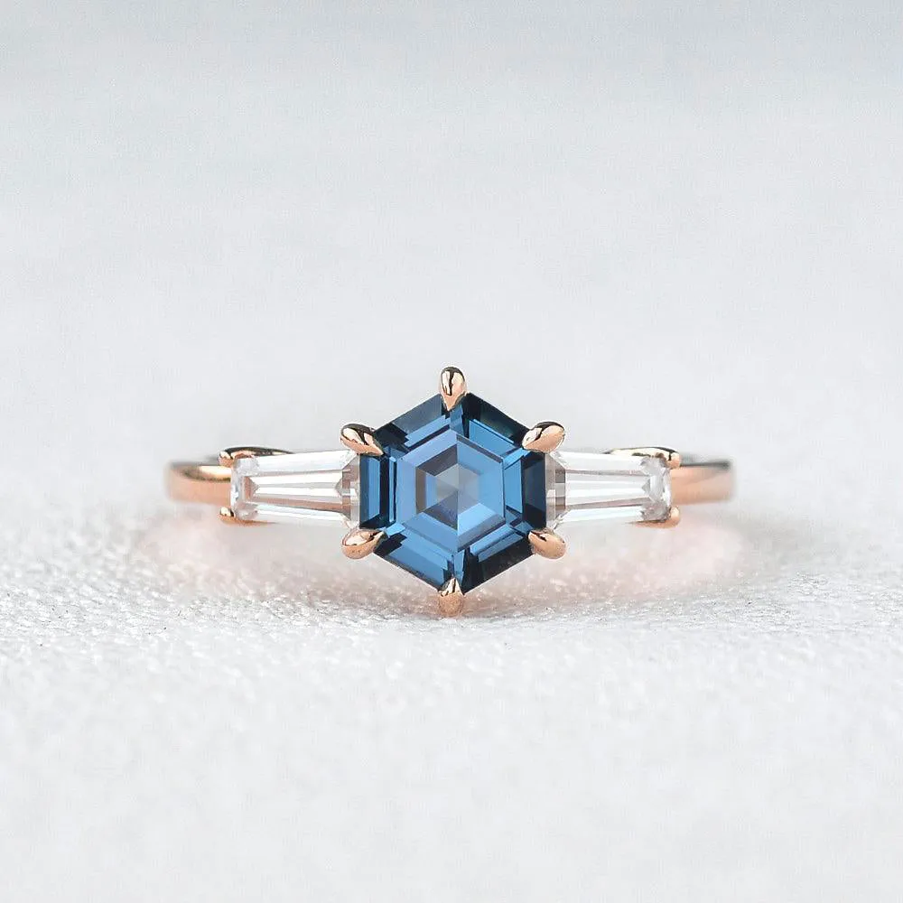 Blue Topaz Yellow Gold Geometric Ring