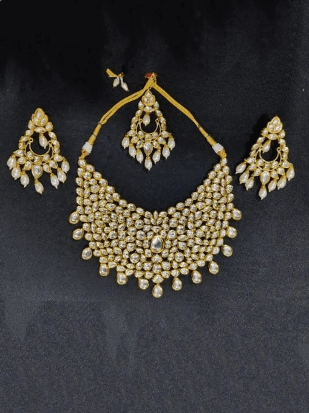 Broad Kundan Huge Necklace Set