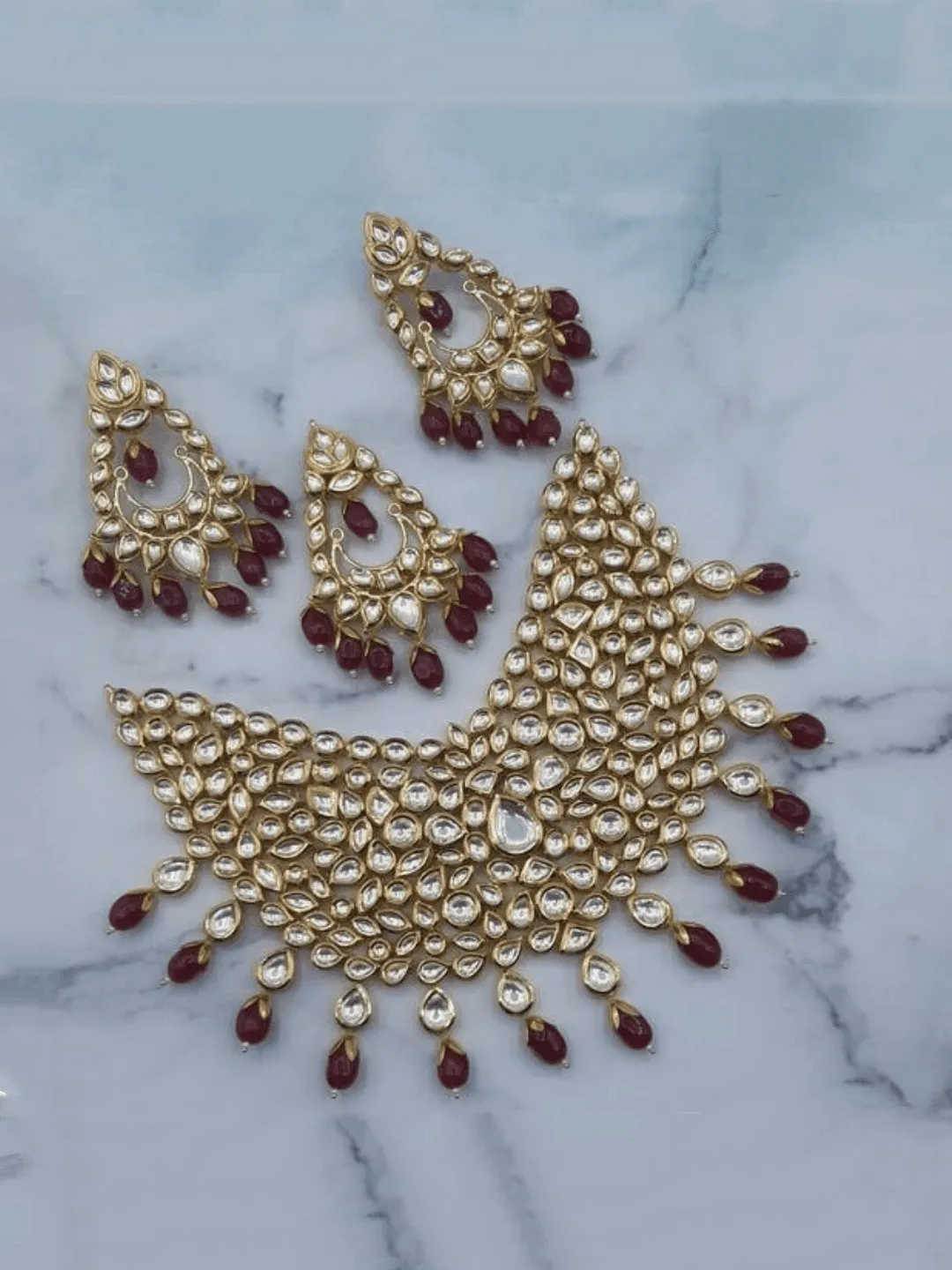 Broad Kundan Huge Necklace Set