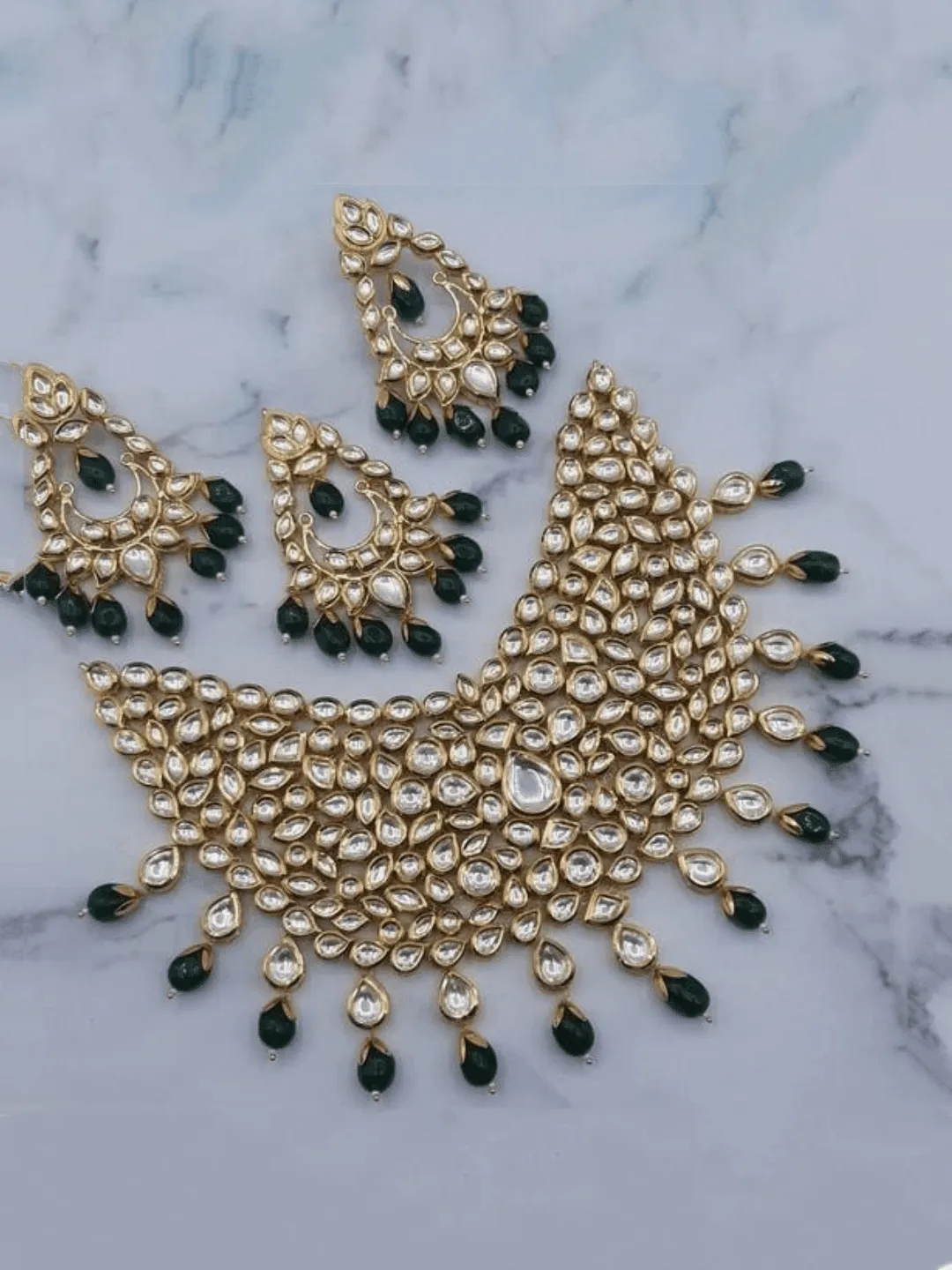 Broad Kundan Huge Necklace Set