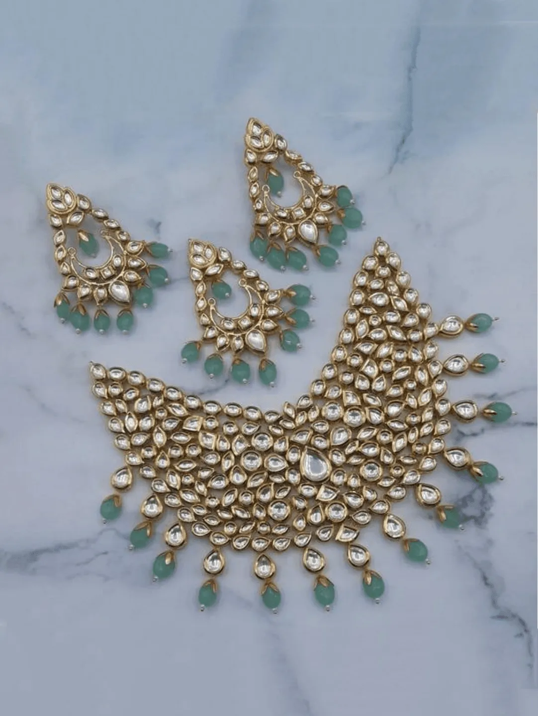 Broad Kundan Huge Necklace Set