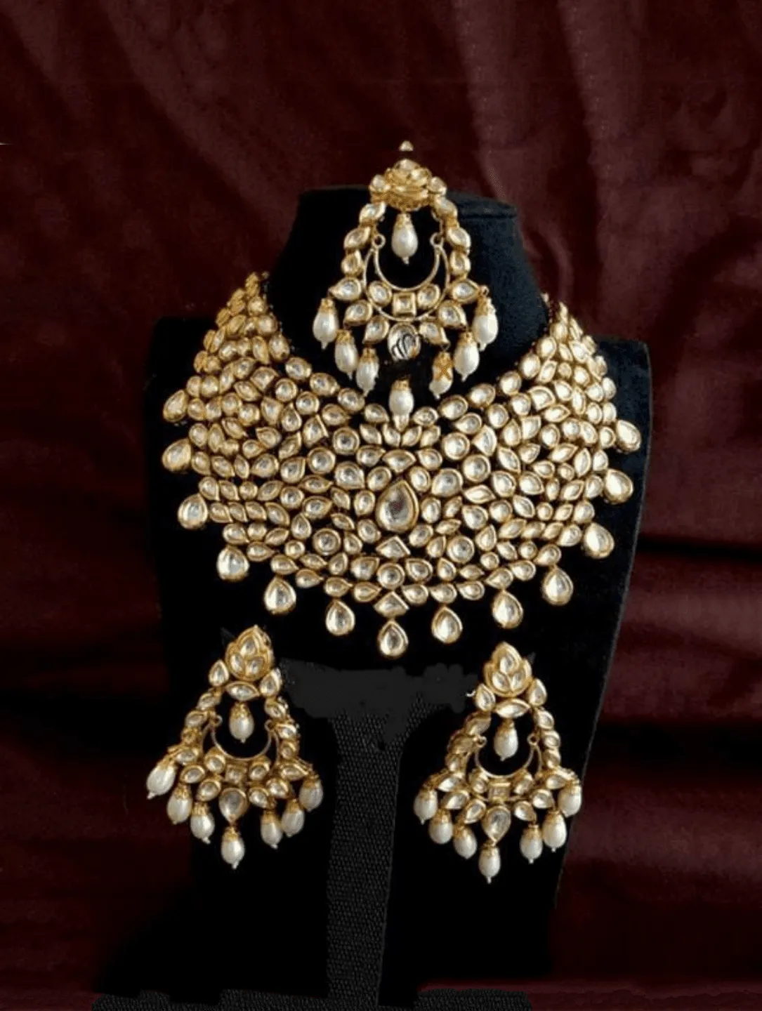 Broad Kundan Huge Necklace Set