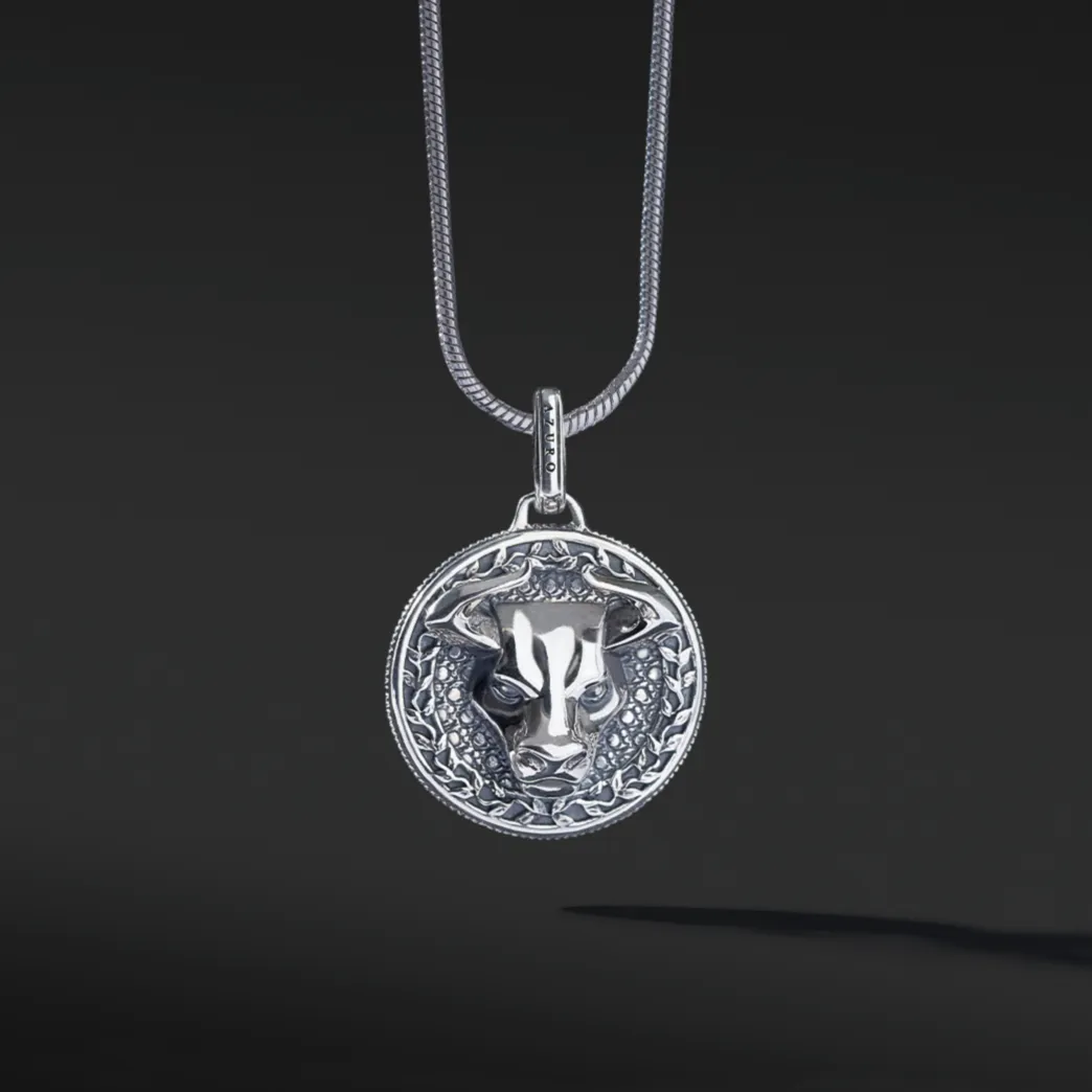 Bull Silver Pendant Necklace