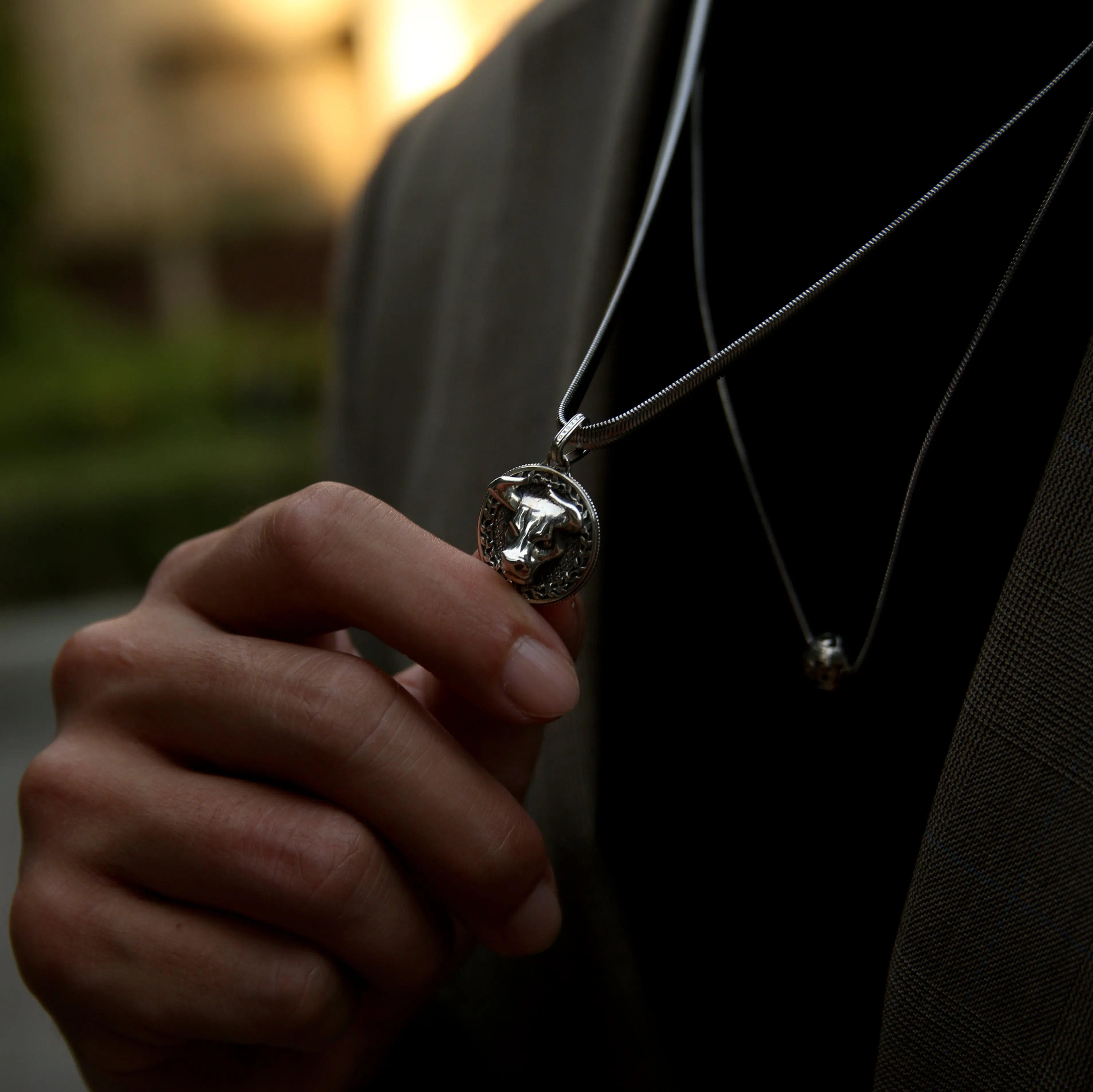 Bull Silver Pendant Necklace