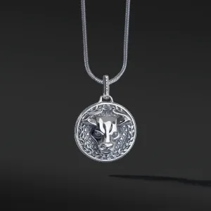 Bull Silver Pendant Necklace