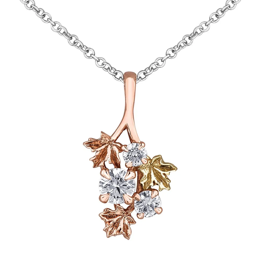 Canadian Maple Leaf Autumn Diamond Pendant