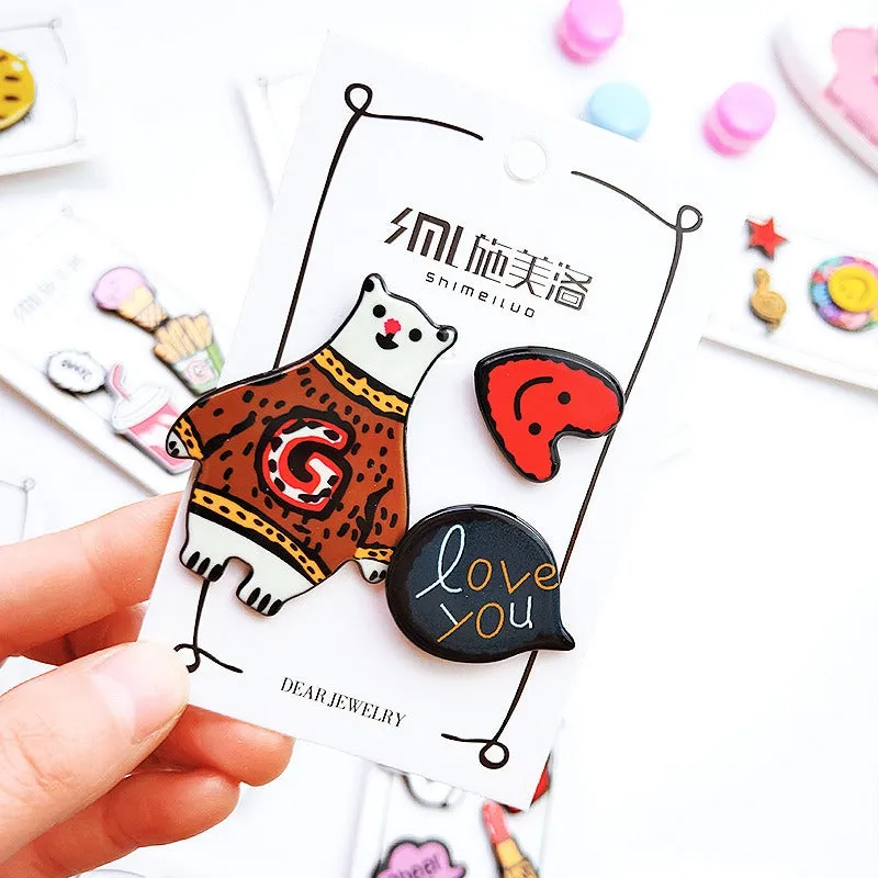 Cartoon Collar Acrylic Badge Enamel Pins