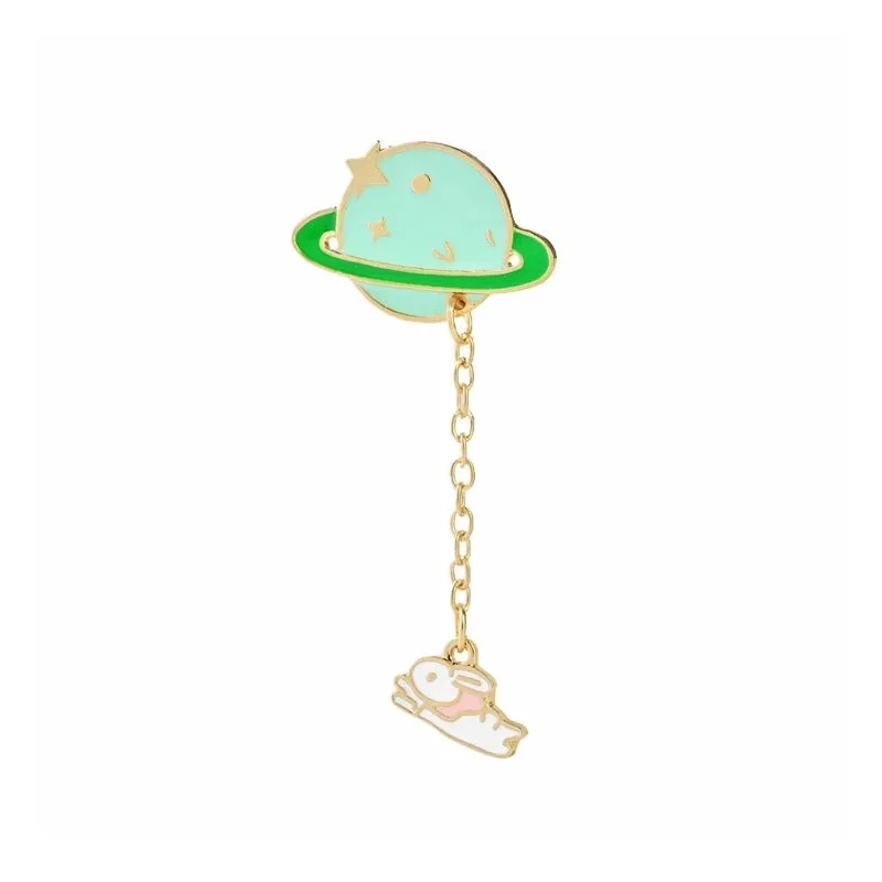 Cartoon Style Cute Pin Animal Planet Alloy Enamel Chain Unisex Brooches