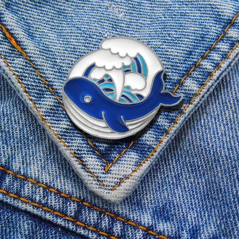 Cartoon Style Cute Pin Fish Whale Alloy Enamel Unisex Brooches