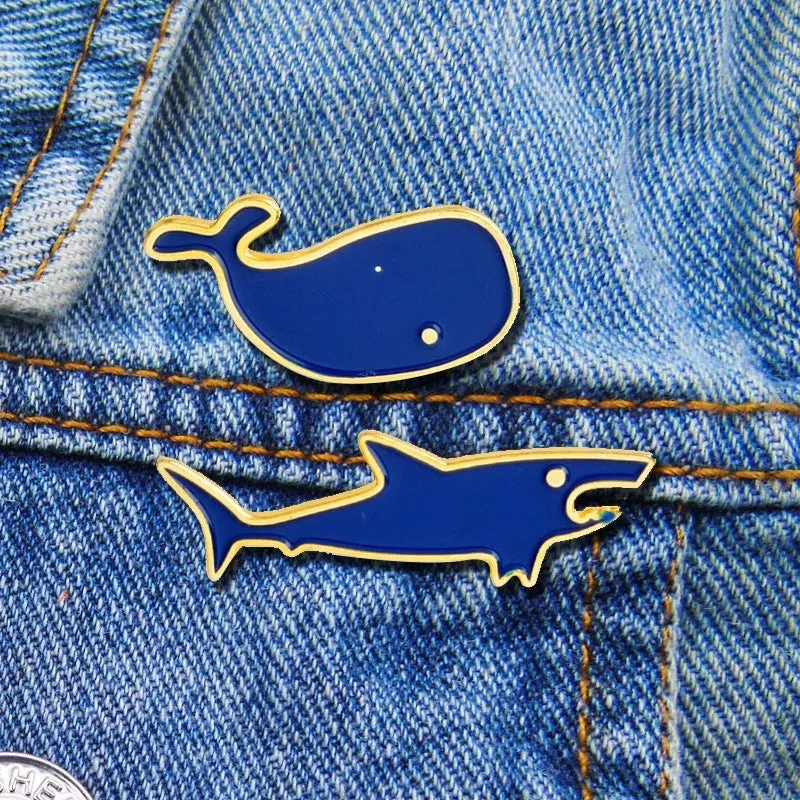 Cartoon Style Cute Pin Fish Whale Alloy Enamel Unisex Brooches