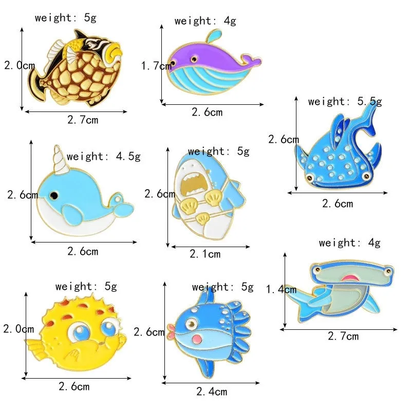 Cartoon Style Cute Pin Fish Whale Alloy Enamel Unisex Brooches