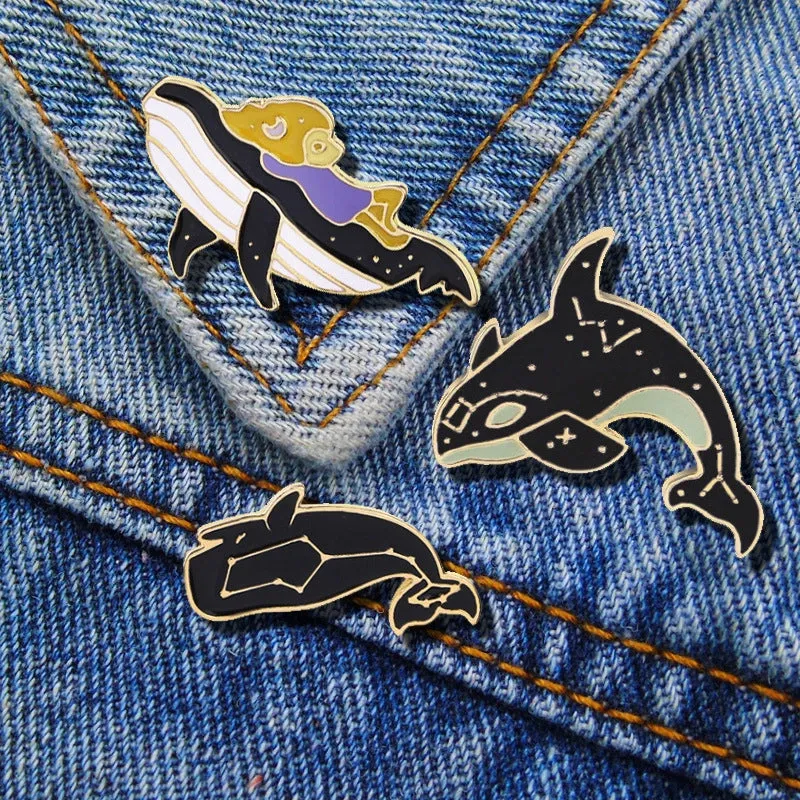 Cartoon Style Cute Pin Fish Whale Alloy Enamel Unisex Brooches