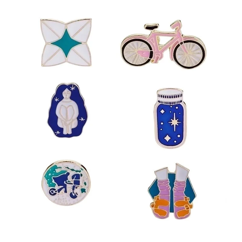 Cartoon Style Pin Color Block Bicycle Wishing Bottle Alloy Enamel Plating Kid'S Brooches