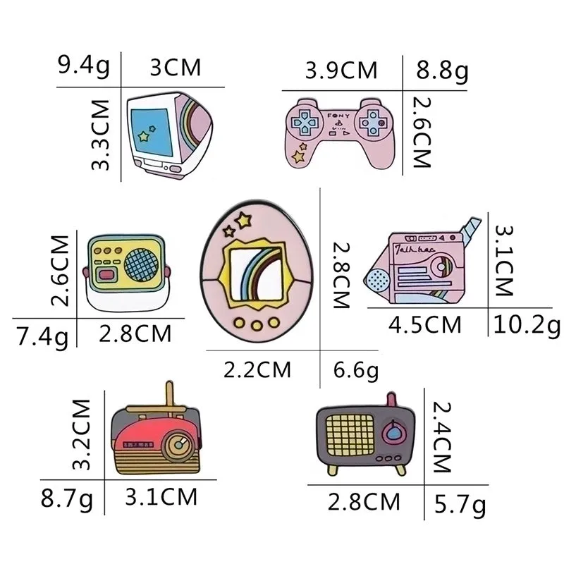 Cartoon Style Pin Game Console Television Alloy Enamel Unisex Brooches