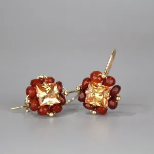 Champagne CZ Carnelian Victoria Earrings