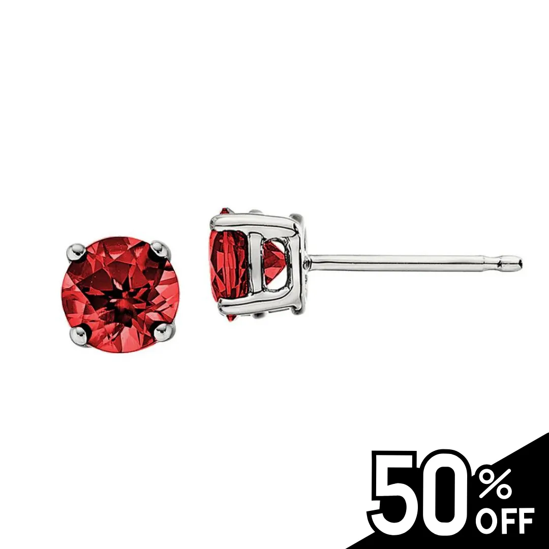 Classic Birthstone Stud Earrings with Rubies