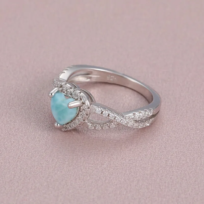 Classic Love Natural Stone 925 Sterling Silver Ring