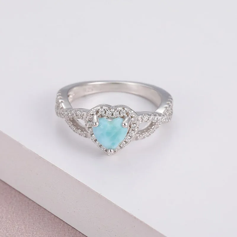 Classic Love Natural Stone 925 Sterling Silver Ring