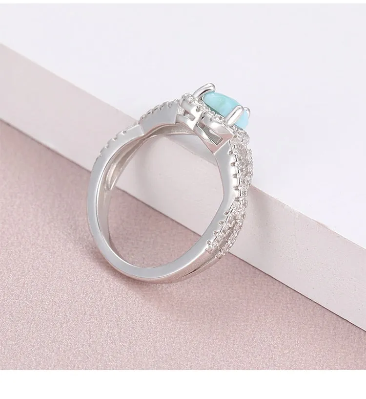 Classic Love Natural Stone 925 Sterling Silver Ring