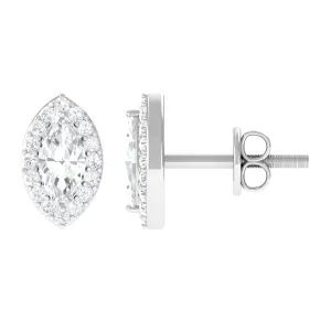 Classic Zircon Halo Screw Back Stud Earrings