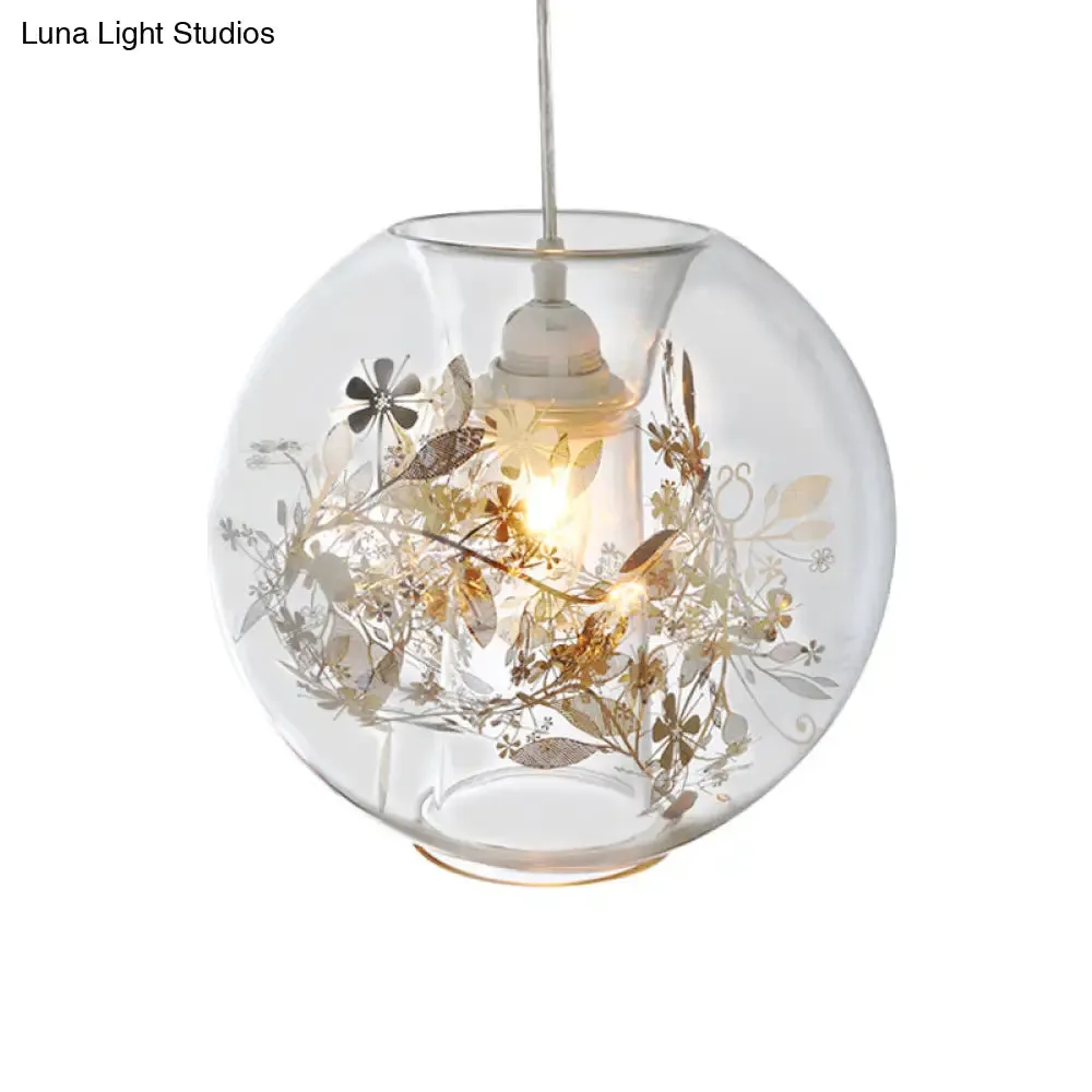 Contemporary Living Room Pendant Light with Transparent Glass Shade