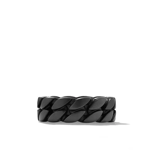 Curb Chain Band Ring in Black Titanium, 8mm