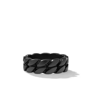 Curb Chain Band Ring in Black Titanium, 8mm