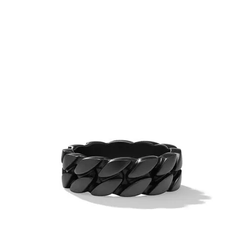 Curb Chain Band Ring in Black Titanium, 8mm