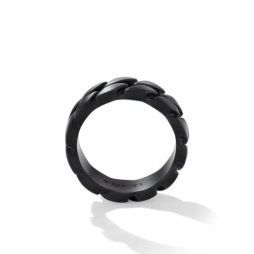 Curb Chain Band Ring in Black Titanium, 8mm