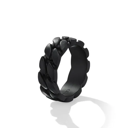 Curb Chain Band Ring in Black Titanium, 8mm