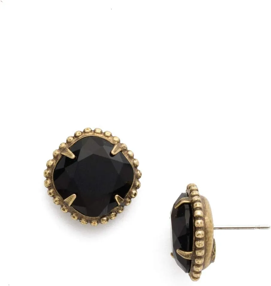 Cushion Cut Solitaire Sorrellie Stud Earring - Black