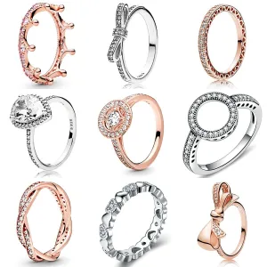 CUTEECO Rose Gold Silver Zircon Engagement Ring Crystal Wedding Rings for Women Fashion Jewelry Gift 2019 Anillos Mujer