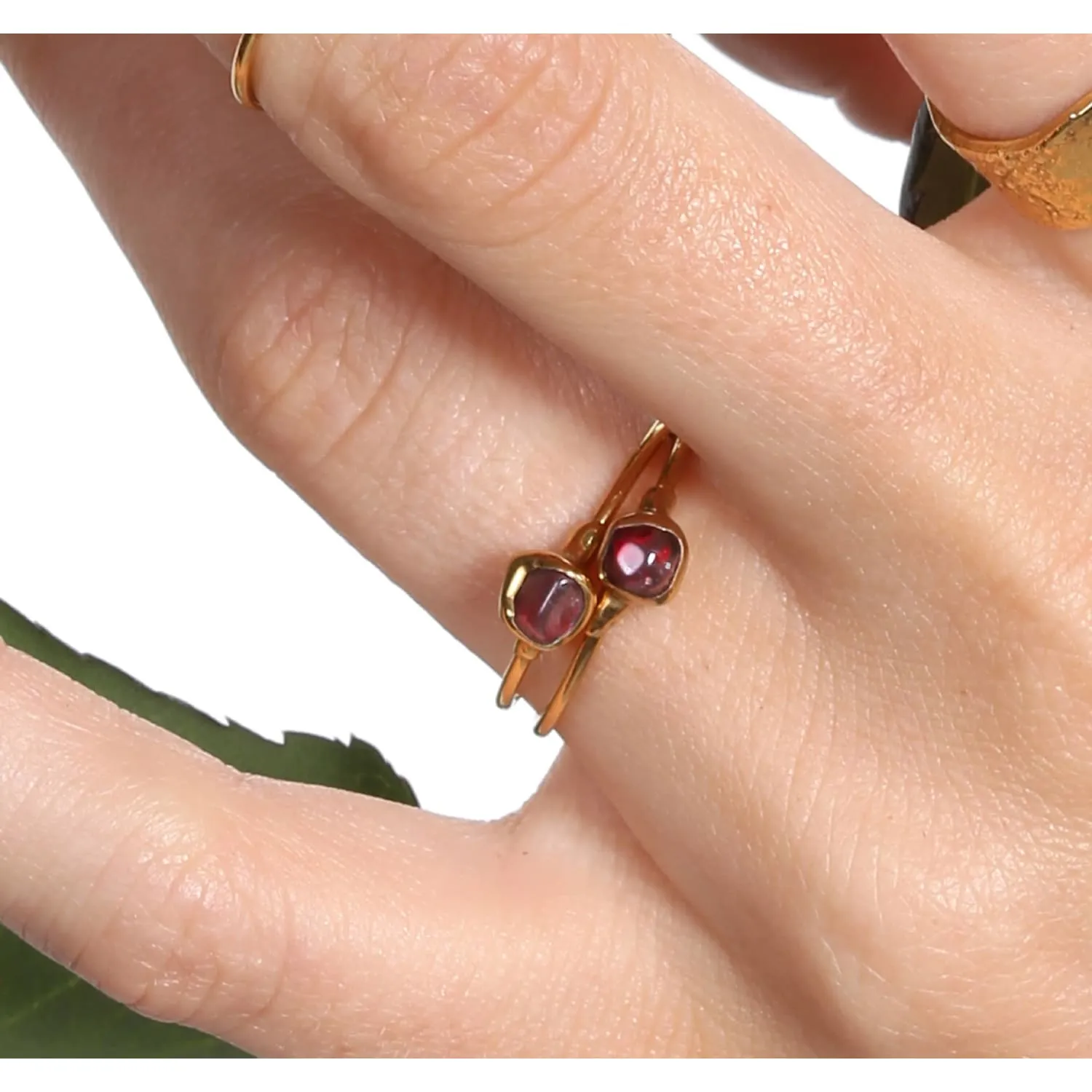 Dainty Raw Garnet Ring