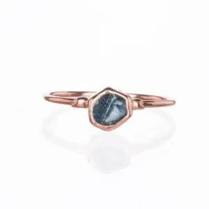 Dainty Raw Sapphire Ring in Rose Gold