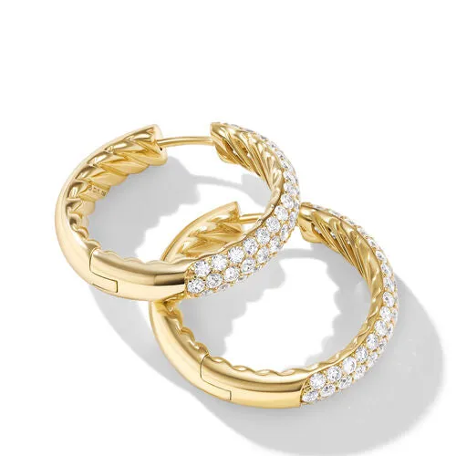 DY Mercer Hoop Earrings in 18K Yellow Gold with Pavé Diamonds