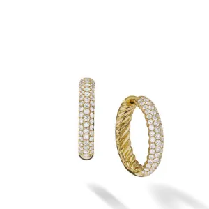 DY Mercer Hoop Earrings in 18K Yellow Gold with Pavé Diamonds