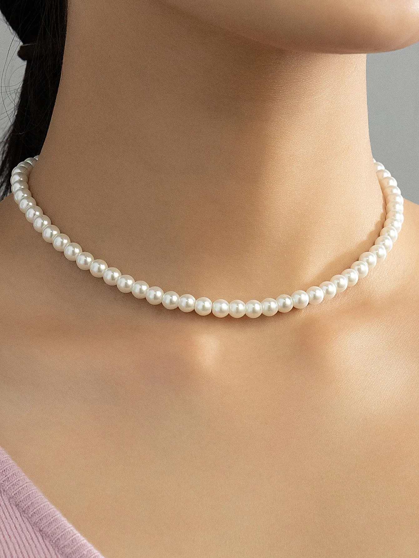 Elegant Imitation Pearl Beaded Necklace for Women Girls Accessories Jewelry