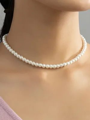 Elegant Imitation Pearl Beaded Necklace for Women Girls Accessories Jewelry