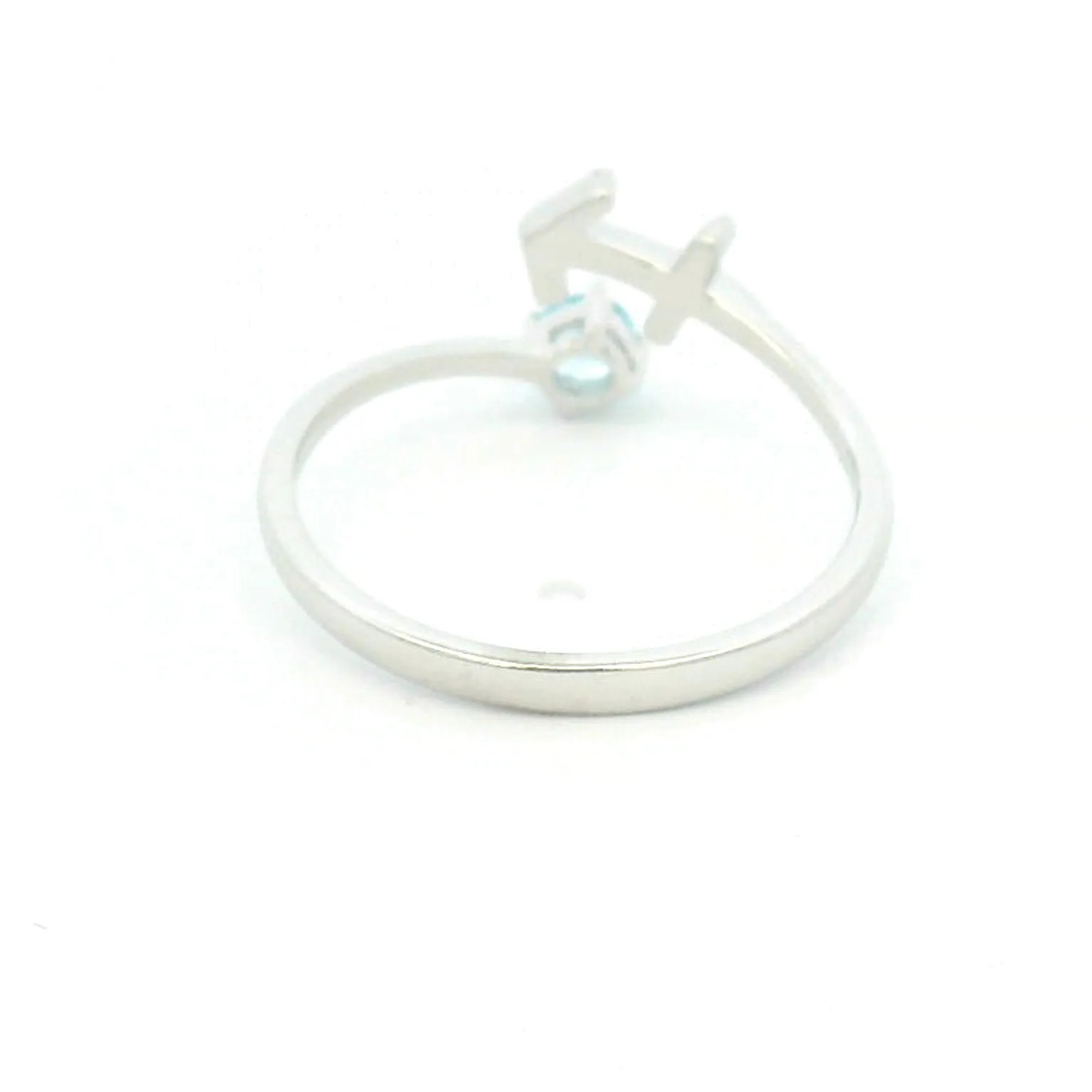 Elegant White Gold Sagittarius Ring with Blue Topaz