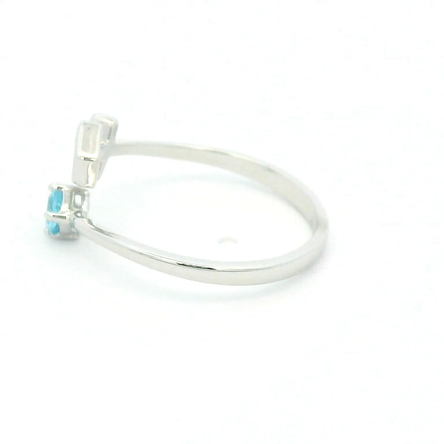 Elegant White Gold Sagittarius Ring with Blue Topaz