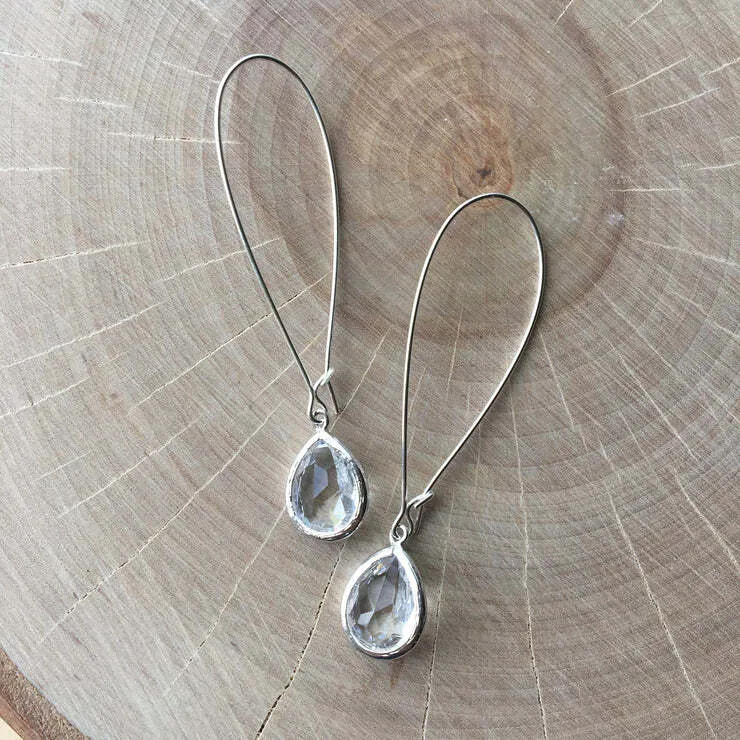 Ella Silver Glass Drop Earrings