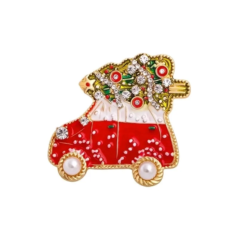 Ethnic Style Christmas Tree Letter Wreath Imitation Pearl Alloy Rhinestone Enamel Unisex Brooches