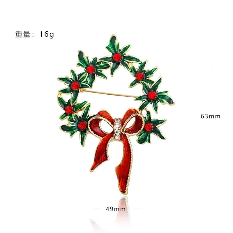 Ethnic Style Christmas Tree Letter Wreath Imitation Pearl Alloy Rhinestone Enamel Unisex Brooches