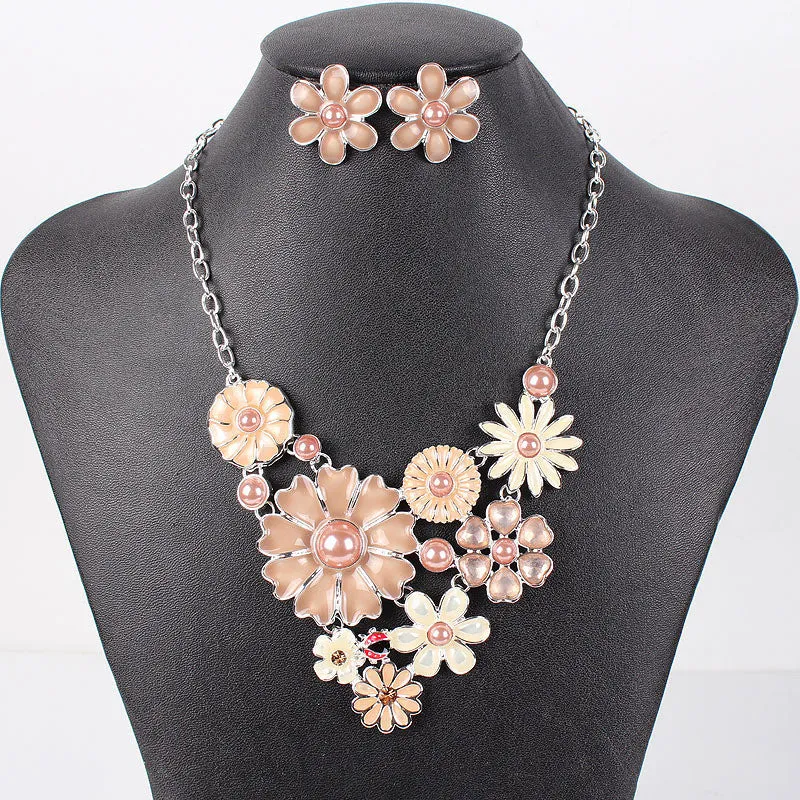 Fashion Brand Jewelry Sets Silver Plated 4Colors Woman's Necklace Set Spring Design High Quality Party Gifts