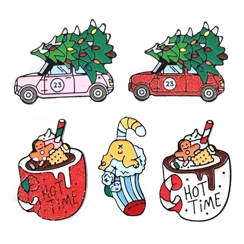 Fashion Christmas Tree Letter Car Alloy Enamel Women's Brooches