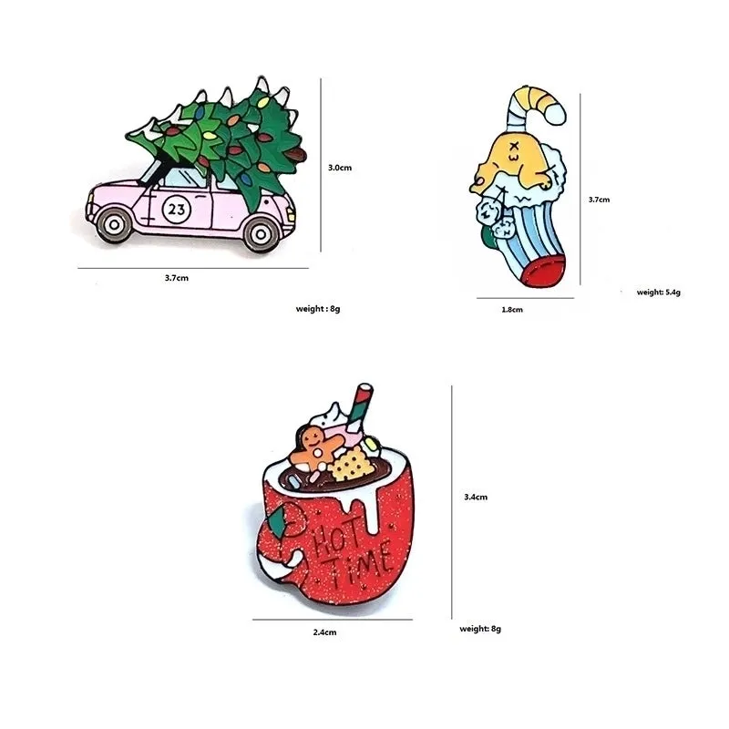 Fashion Christmas Tree Letter Car Alloy Enamel Women's Brooches