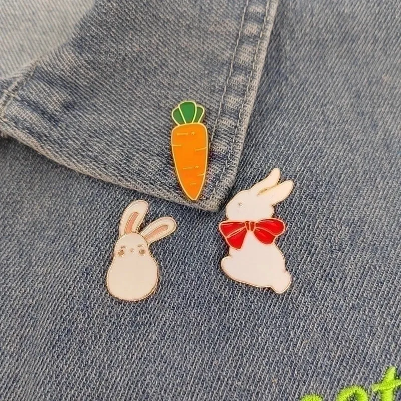 Fashion Pin Rabbit Carrot Alloy Enamel Unisex Brooches